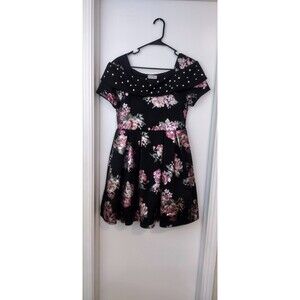 Knitworks  Girls  Dress Pearl Black Floral Size 16